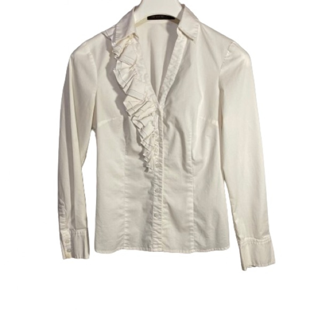 The Limited White Ruffled Button-down Blouse Size Small